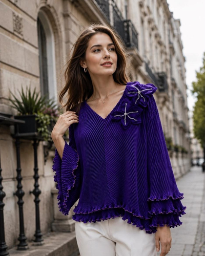 Royal Purple Ruffle Sleeve top