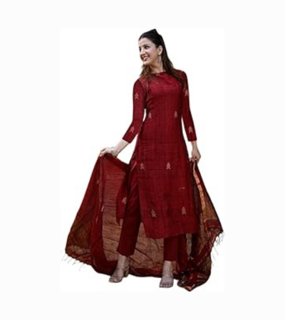 Women’s Silk Embroidery Anarkali Kurta Pant with Dupatta