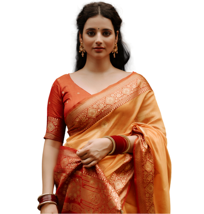 EnthoneWomen's Pattu Art Silk Woven Saree With Unstiched Blouse Piece