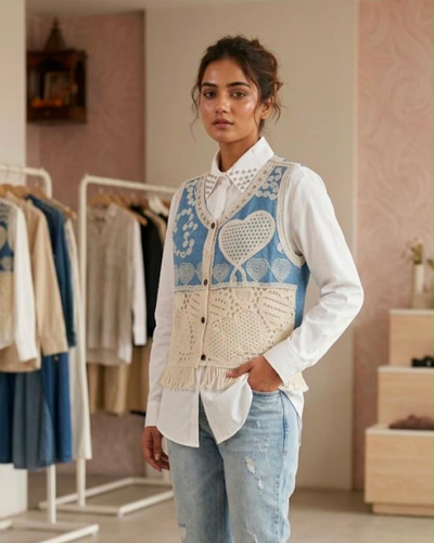 Blue Paisley Embroidered Jacket