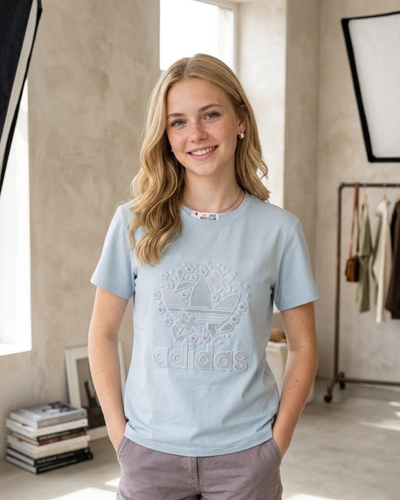 Powder Blue Embroidered T-Shirt