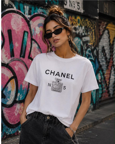 White Luxury Logo Graphic T-Shirt